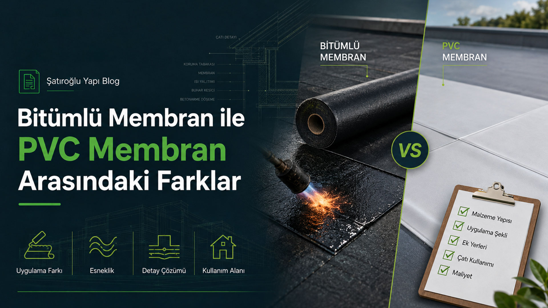 Bitümlü-Membran-ile-PVC-Membran-Arasındaki-Farklar Bitümlü Membran ile PVC Membran Arasındaki Farklar